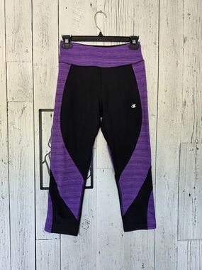 Champion Purple & Black Colorblock Athletic Capris Leggings Women's Size M Yoga